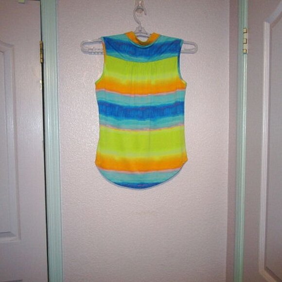 Cocomo STRETCH Jersey Size S M BLOUSE Tunic Top OMBRE Sleeveless V-NECK Colorful - Picture 5 of 8
